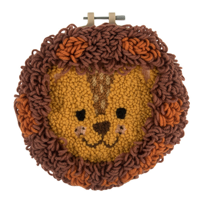 Trimits Punch Needle Kit Yarn and Hoop: Lion, 20.3cm Diameter, Includes Yarn, Hoop, Fabric, Punch Needle, Instructions in EN, FR, GER