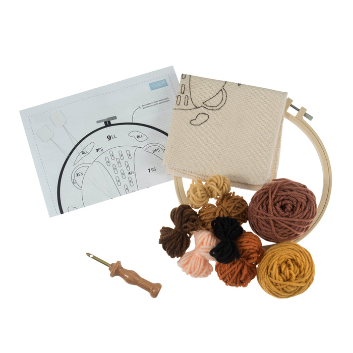 Trimits Punch Needle Kit Yarn and Hoop: Lion, 20.3cm Diameter, Includes Yarn, Hoop, Fabric, Punch Needle, Instructions in EN, FR, GER