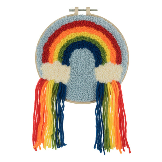 Trimits Punch Needle Kit Yarn and Hoop: Rainbow, 20.3cm Diameter, Includes Yarn, Hoop, Fabric, Punch Needle, Instructions in EN, FR, GER