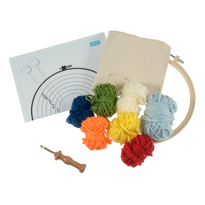 Trimits Punch Needle Kit Yarn and Hoop: Rainbow, 20.3cm Diameter, Includes Yarn, Hoop, Fabric, Punch Needle, Instructions in EN, FR, GER