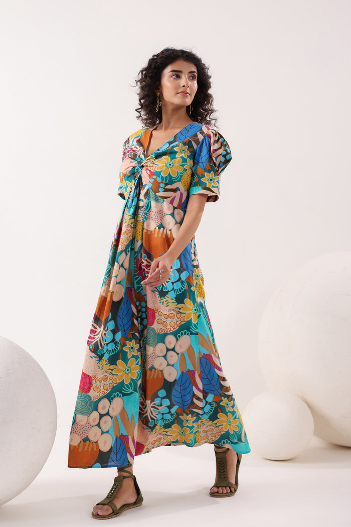 Tropical Mosaic Cotton Sundress