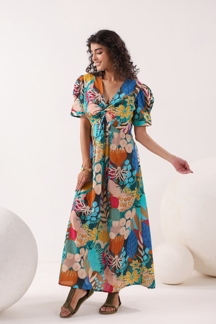 Tropical Mosaic Cotton Sundress