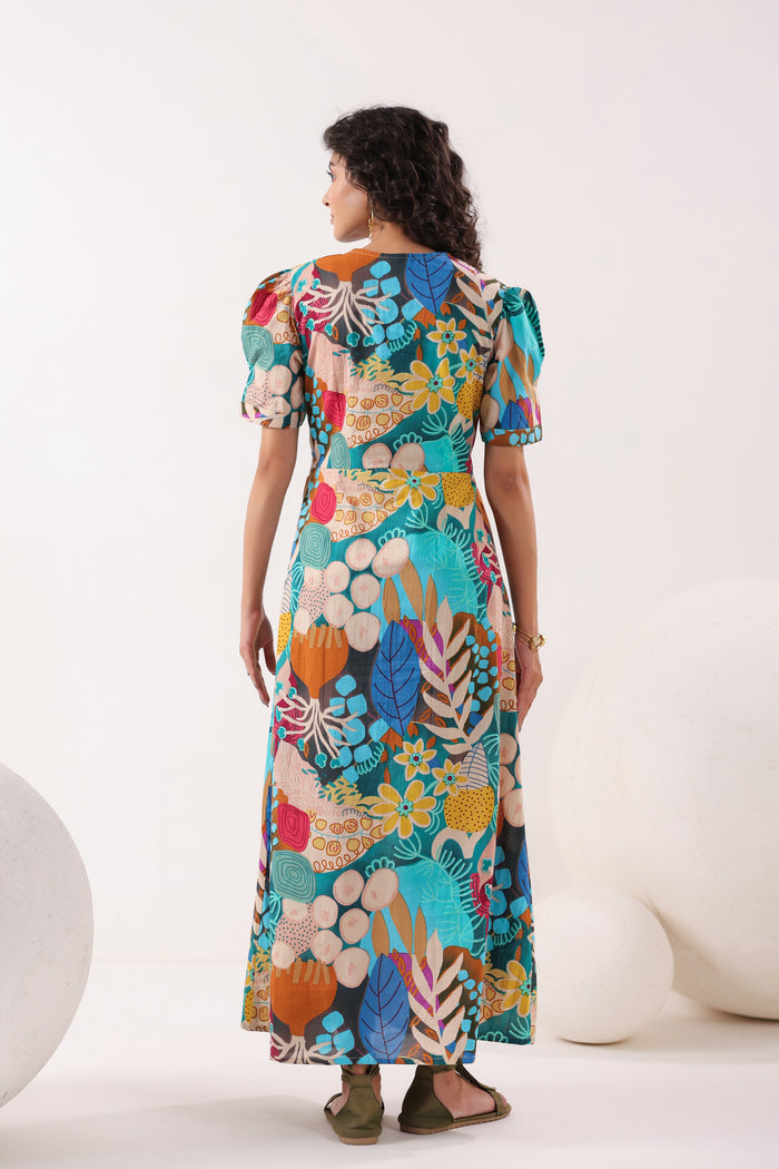 Tropical Mosaic Cotton Sundress