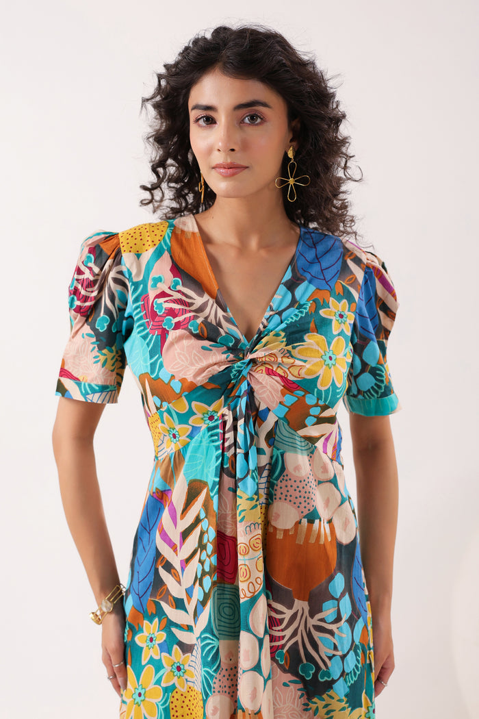 Tropical Mosaic Cotton Sundress