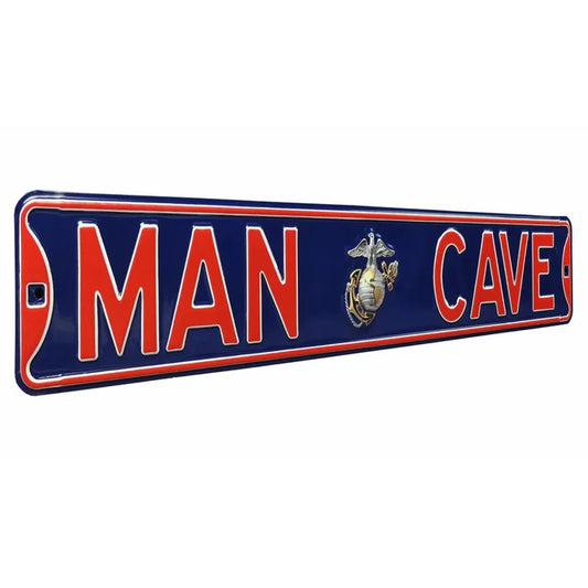 USMC Man Cave Officer Embossed Steel Street Sign (36" x 6")