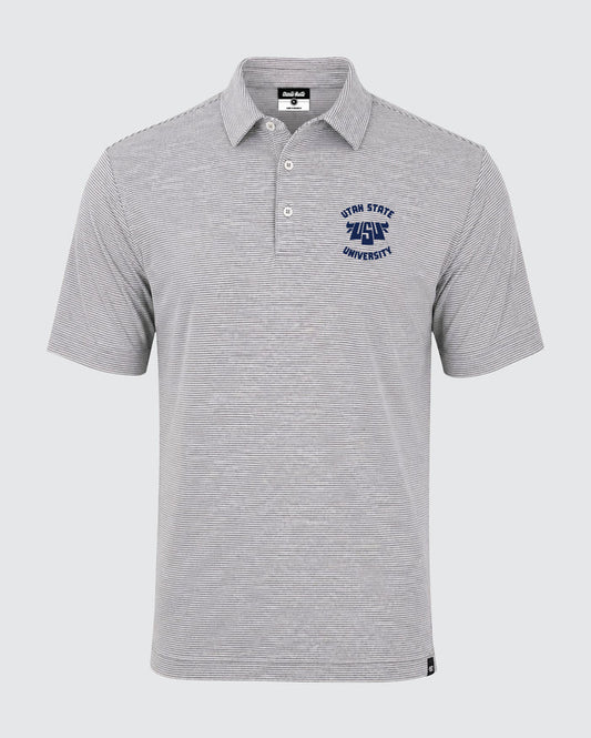 Utah State Buzzer Logo Stripe Polo