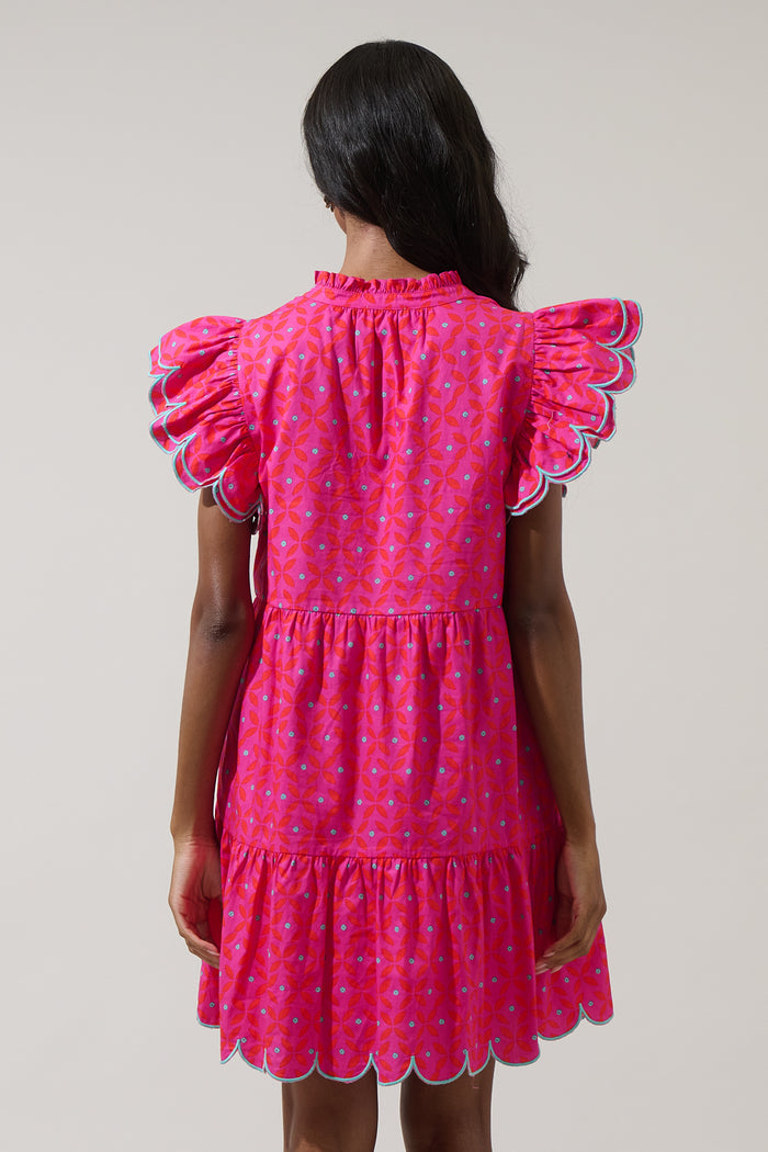 Vaila Floral Tess Shift Scallop Mini Dress