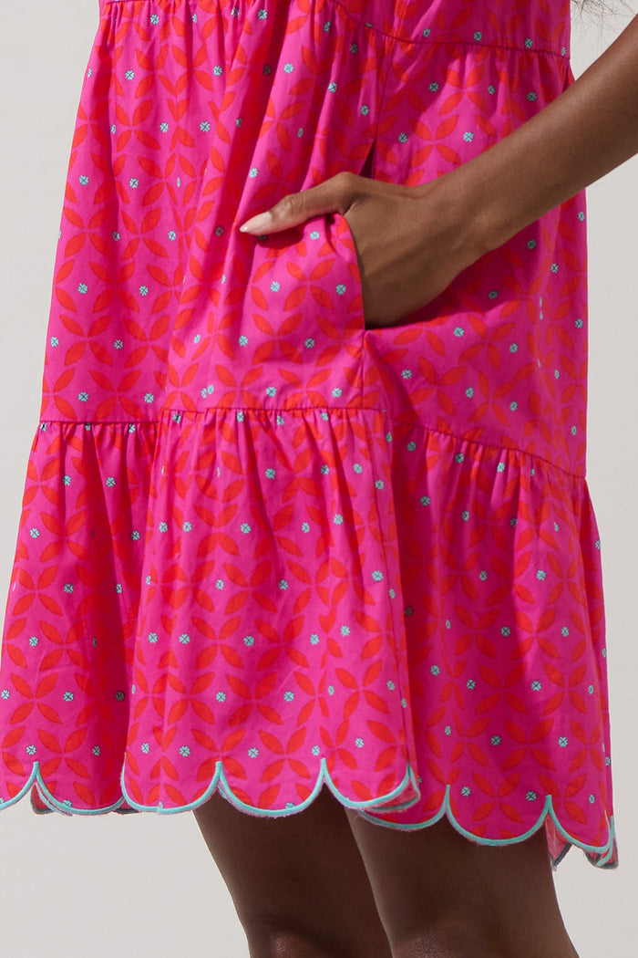 Vaila Floral Tess Shift Scallop Mini Dress