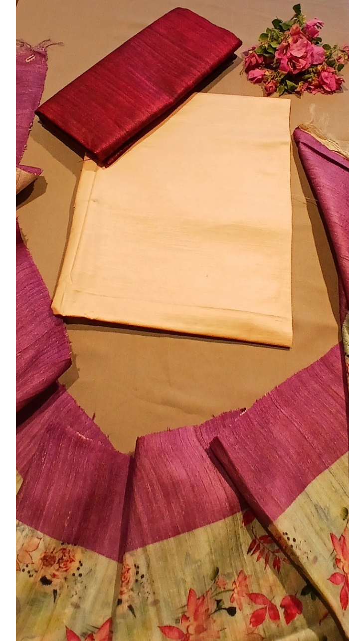 Varnika Bloom Tasar Silk Unstitched Suit