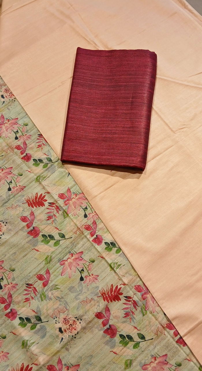 Varnika Bloom Tasar Silk Unstitched Suit