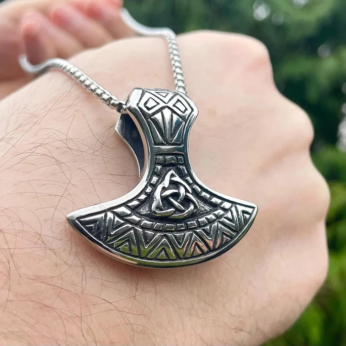 Viking Axe Stainless Steel Pendant Necklace