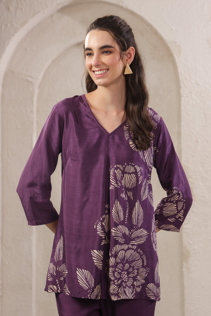 Violet Veil Russian Silk Co-ord Set