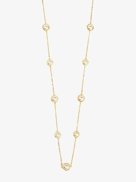 half pearl and chain long necklace gold pearl chain necklace modern pearl jewelry