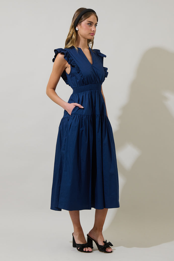 Virna Ruffle Midi Dress