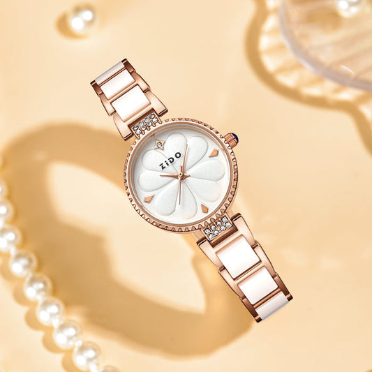 W3981 - Elegant White Floral Fashion Watch