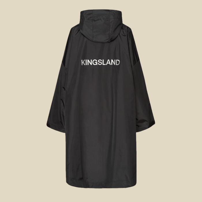 wellington international rain poncho in black, back view