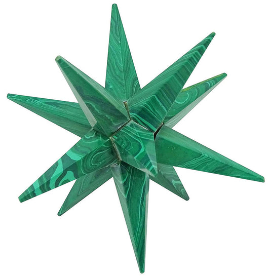White Whale Green Malachite Reiki Healing Crystal Energy Generator 12 Point Star Merkaba Sacred Geometry