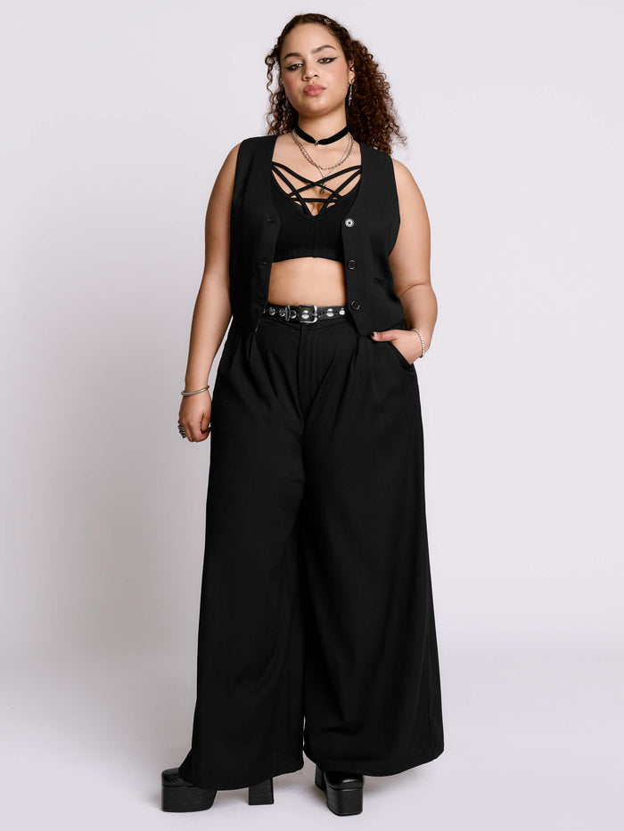 WIDE LEG CORPORATE GOTH TROUSERS