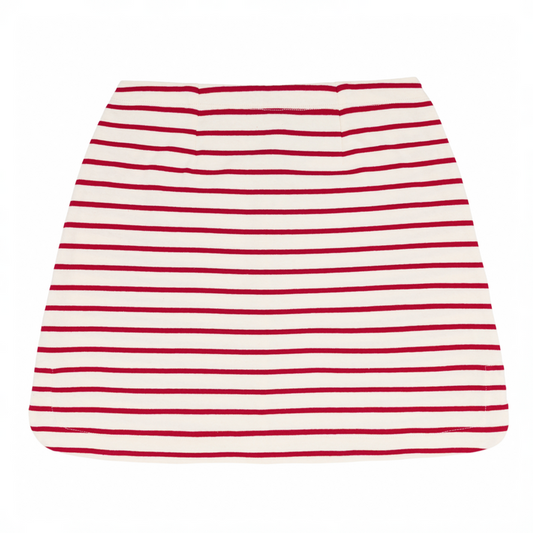 women's cream and red stripe skirt