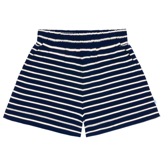 women's navy and cream stripe short