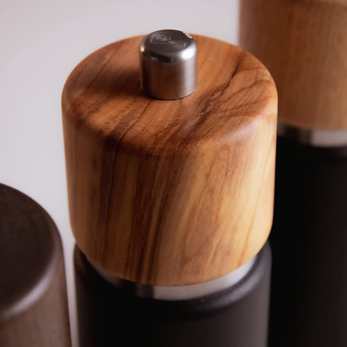 Zassenhaus Hannover 7-Inch Pepper Grinder Mill, Matte Black/Natural Olive Wood