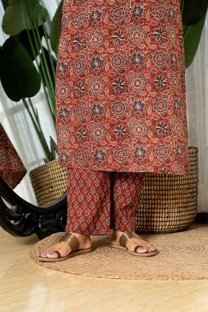 Zeenat Ajrakh Cotton Suit- Maroon